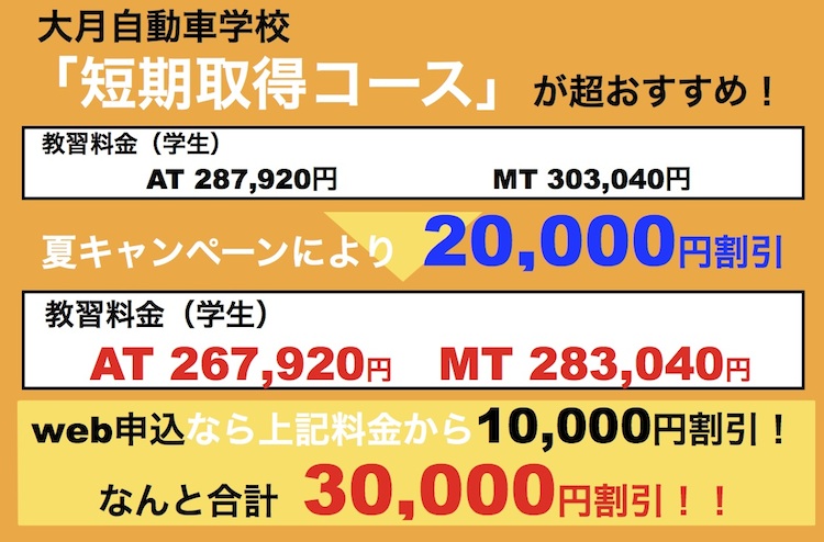 教習所 割引券 運転免許 山梨県 山梨自動車学校